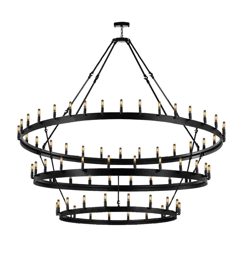 Wrought Iron Vintage Barn Metal Castile Three Tier Chandelier Chandeliers Industrial Loft Rustic Lighting W 70" H 66" - G7-3428/36+30+24