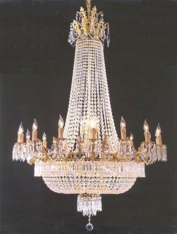 French Empire Crystal Chandelier Lighting Gold H50" X W40" - Perfect For An Entryway Or Foyer - A93-1280/14+7