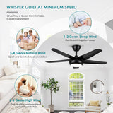 44" Black Ceiling Fan with Lights - Low Profile Ceiling Fans with 5 Reversible Blades, 6 Wind Speeds and Dimmable, Indoor/Outdoor Ceiling Fan Light for Bedroom
