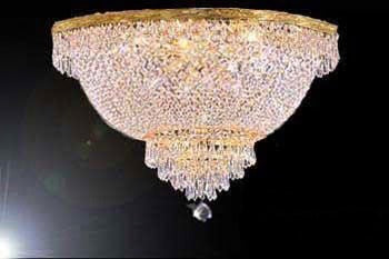 French Empire Crystal Semi Flush Chandelier Lighting H18" X W24" - A93-Flush/870/9
