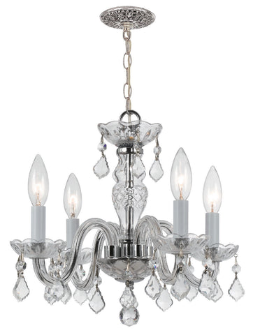 4 Light Polished Chrome Crystal Mini Chandelier Draped In Clear Swarovski Strass Crystal - C193-1064-CH-CL-S