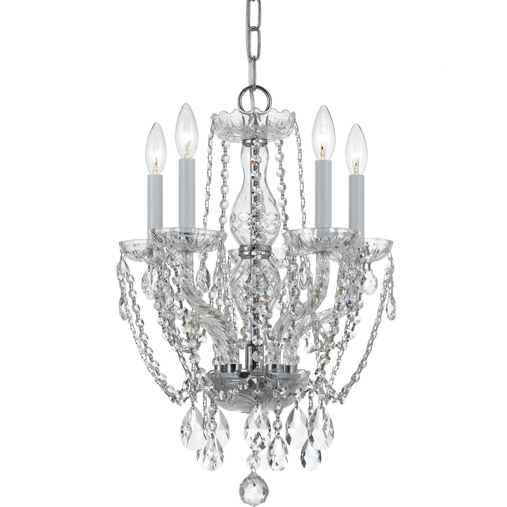 5 Light Polished Chrome Crystal Mini Chandelier Draped In Clear Swarovski Strass Crystal - C193-1129-CH-CL-S