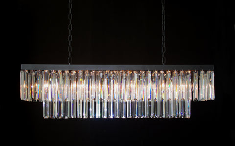 Retro Palladium Glass Fringe Rectangular Chandelier Chandeliers Lighting 40" Wide G7-1157/8
