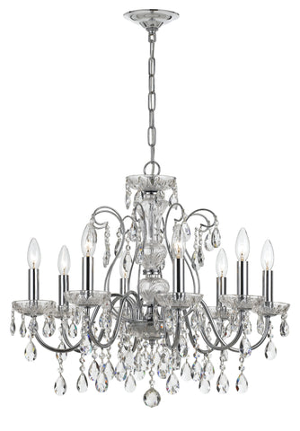 8 Light Polished Chrome Traditional  Modern Chandelier Draped In Clear Hand Cut Crystal - C193-3028-CH