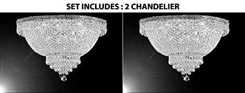 Set Of 2 - French Empire Crystal Semi Flush Chandelier Lighting H18" X W24" - 2Ea Flush/Silver/870/9 A500-