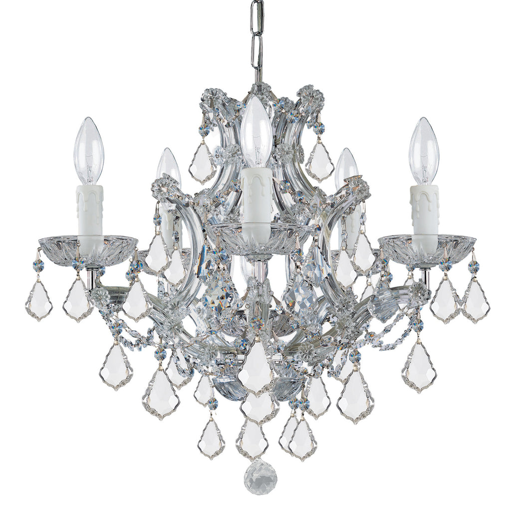 6 Light Polished Chrome Crystal Mini Chandelier Draped In Clear Swarovski Strass Crystal - C193-4405-CH-CL-S