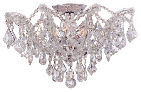5 Light Polished Chrome Crystal Ceiling Mount Draped In Clear Spectra Crystal - C193-4437-CH-CL-SAQ