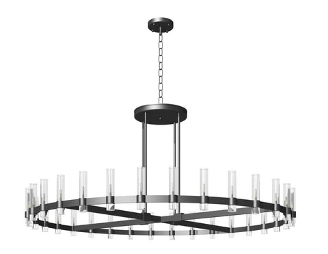 Varella Round Chandelier 84" Vintage Barn Metal Industrial Loft Rustic Lighting Great for Living Room, Dining Room, Foyer and Entryway - G7-CB/4461/28