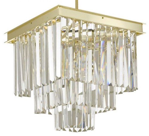 Retro Palladium Crystal Glass Fringe 3-Tier Chandelier Gold W 14" X H 19" - 26010/3