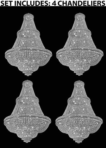 Set Of 4 - French Empire Crystal Chandelier Lighting H72" X W50" - Perfect For Ballrooms Or Event Halls - 4Ea-Silver/448/48