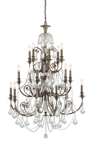 18 Light English Bronze Crystal Chandelier Draped In Clear Hand Cut Crystal - C193-5117-EB-CL-MWP