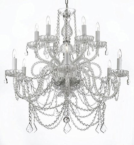 Murano Venetian Style All-Crystal Chandelier - A46-Silver/4/385/6+6