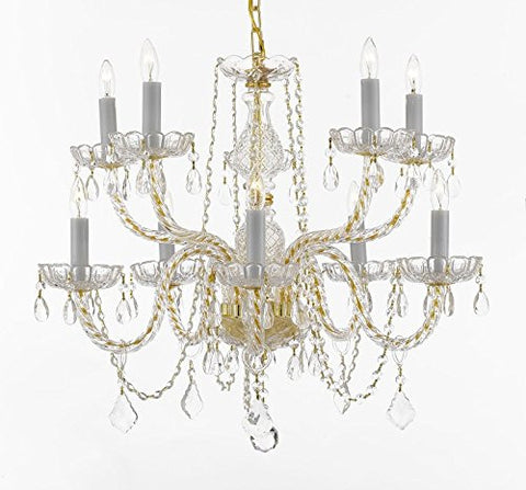 Crystal Chandelier Lighting 10 Lights H25" X Wd 24" Ceiling Fixture Pendant Lamp New Chandeliers Murano - 1122/5+5 GD W/C - Limited qty available at this SPECIAL price