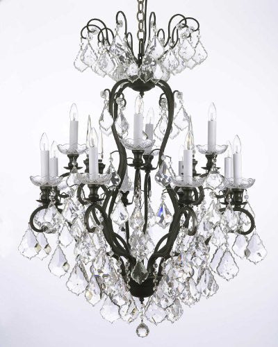 Wrought Iron Crystal Chandelier H30" X W28" - F83-556/12