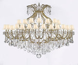 Maria Theresa Crystal Chandelier With Shade H 48" W 72" Trimmed With Spectratm Crystal - Reliable Crystal Quality By Swarovski - Cjd-Sc/Whiteshade/B62/Cg/2181/72/Sw