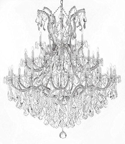 Swarovski Crystal Trimmed Chandelier Large Foyer / Entryway Maria Theresa Crystal Chandelier Lighting H 60" W 52" - A500-Silver/B12/2756/36+1Sw