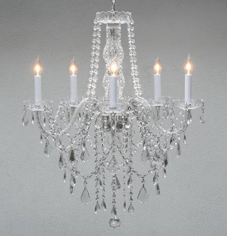 Authentic All Crystal Chandelier Lighting H30" X W24" - G46-3/384/5