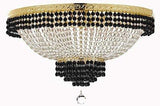 Set of 2-1 French Empire Crystal Chandelier Lighting Trimmed w/Jet Black Crystal! H30" X W24" and 1 Flush French Empire Crystal Chandelier Trimmed with Jet Black Crystal! H18" X W24" - B79/CG/870/9 + B79/CG/FLUSH/870/9