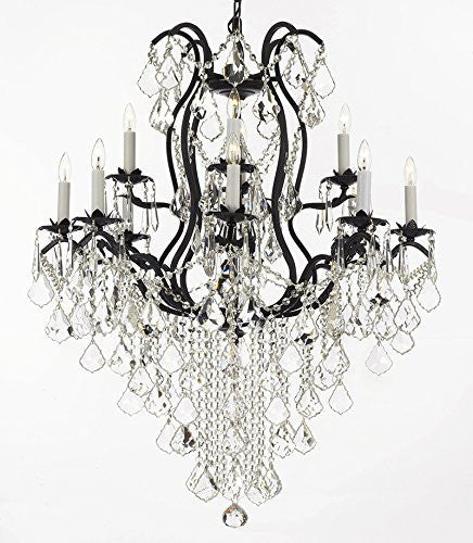 Wrought Iron Empress Crystal (Tm) Chandelier Lighting H40" X W28" - F83-B12/3034/8+4