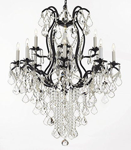 Wrought Iron Chandeliers Lighting Spectra (Tm) Crystal- Crystal Quality Swarovski - F83-B12/3034/8+4Sw