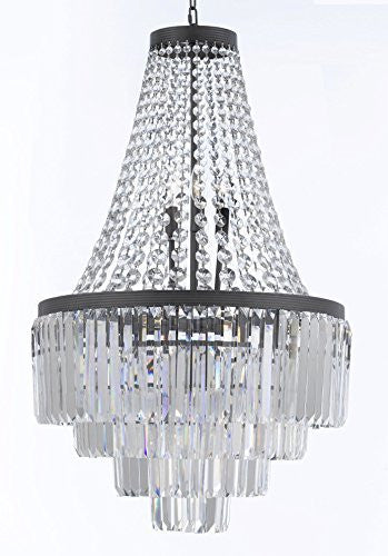 Palladium Crystal Glass Fringe 4-Tier Chandelier Lighting H35" W24" - G7-2183/11