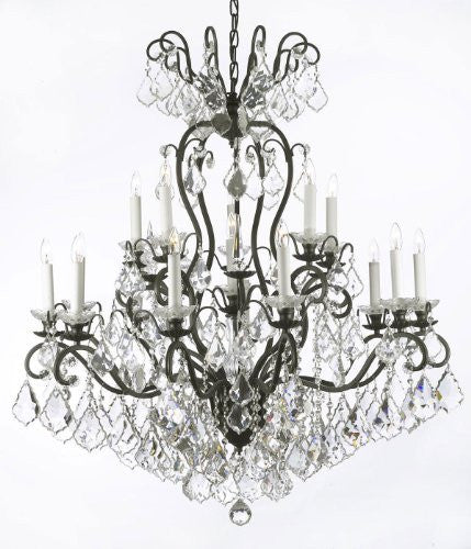 Wrought Iron Crystal Chandelier Lighting W38" H44" - A83-556/16