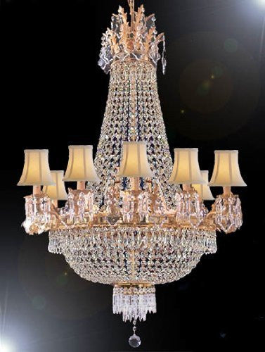French Empire Empress Crystal (Tm) Chandelier H40" X W30" With Shades - A93-Sc/1280/10+5-Whiteshades