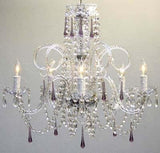 Swarovski Crystal Trimmed Chandelier Amethyst Purple Crystal Chandelier H25" X W24" - Go-A46-387/5Purple Sw