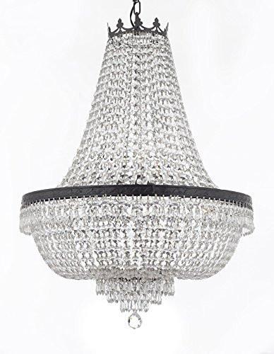 French Empire Crystal Chandelier Chandeliers Lighting H30" X W24" With Dark Antique Finish Good For Dining Room Foyer Entryway Family Room And More - A500-Cb/870/9