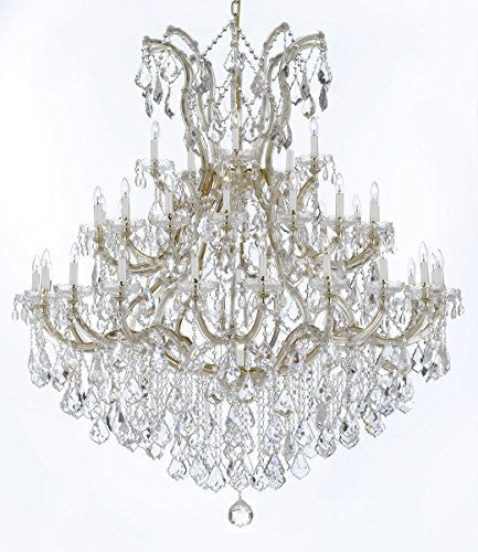 Swarovski Crystal Trimmed Chandelier Large Foyer / Entryway Maria Theresa Crystal Chandelier Lighting H 60" W 52" - Gb104-B12/2756/36+1Sw