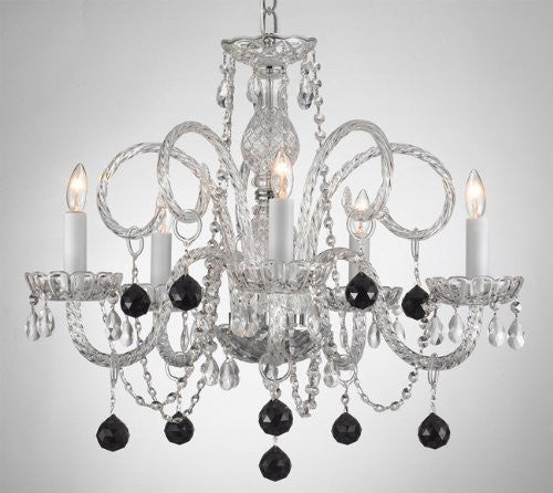 Crystal Chandelier Lighting With Black Crystal Balls - A46-B3/385/5 - Black Balls