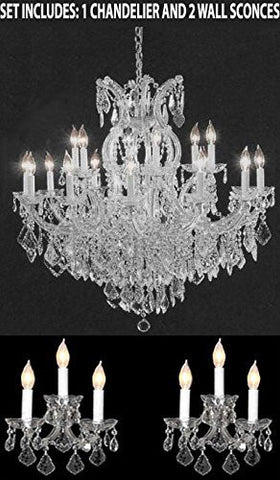 Three Piece Lighting Set - Crystal Chandelier And 2 Wall Sconces - 1Ea Cs/1/21510/15+1 2Ea Cs/2813/3