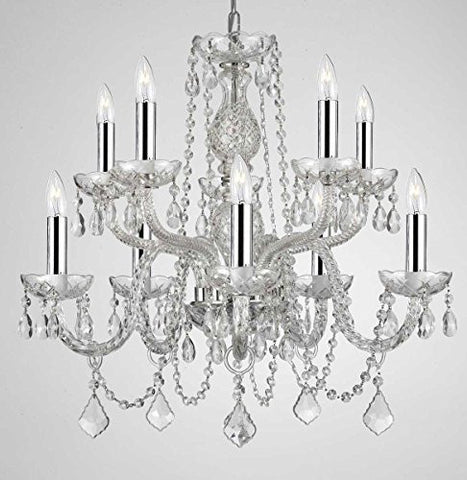 Empress Crystal (Tm) Chandelier Lighting Crystal Chandeliers With Chrome Sleeves H25" X W24" 10 Lights - G46-B43/Cs/1122/5+5