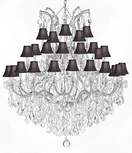 Large Foyer / Entryway Maria Theresa Empress Crystal (Tm) Chandelier Lighting W/Black Shade H 60" W 52" - Gb104-Silver/Blackshade/B12/2756/36+1