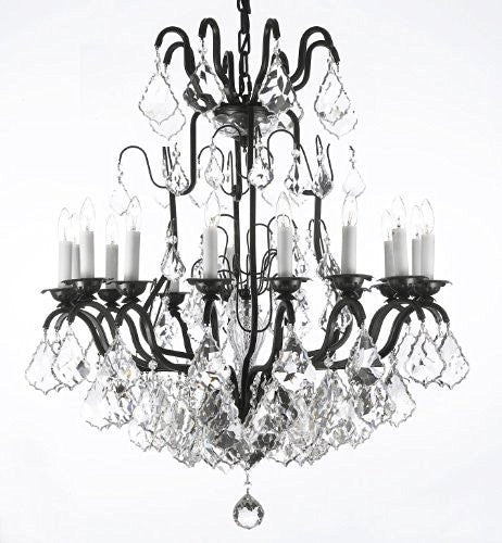 Wrought Iron Crystal Chandelier Lighting H33" X W27" - A83-3003/16