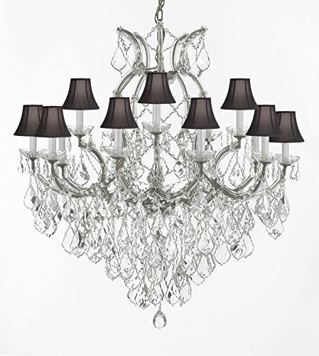 Swarovski Crystal Trimmed Chandelier Maria Theresa Empress Crystal (Tm) Chandelier Lighting H 38" W 37" With Black Shades - A83-Sc/Blackshade/Silver/1/21510/15+1Sw