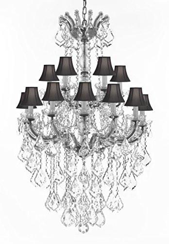 Swarovski Crystal Trimmed Chandelier Maria Theresa Crystal Chandelier Chandeliers Lighting With Black Shades H 50&quot; X W 30&quot; - Great For Dining Room Entryway Or Living Room - A500-B13/Cs/Blackshades/152/18Sw