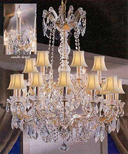 Maria Theresa Crystal Chandelier Lighting With White Shades 30"X28" - A500-Sc/Whiteshade/152/18