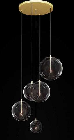 Glass Globe Mobile Chandelier - Industrial Loft Rustic Lighting Great for Living Room, Dining Room, Foyer and Entryway, Family Room - G7-CG/4494/5