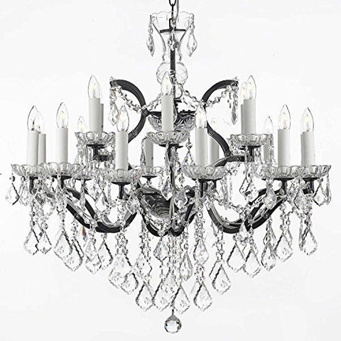 Nineteenth C. Baroque Iron & Crystal Chandelier Lighting H 28" X W 30" - A83-995/18