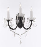 Set of 3-2 Wrought Iron Wall Sconce Crystal Lighting W 11.5" H 14" D 17" and 1 Wrought Iron Crystal Chandelier Lighting H72 x W60 - Perfect for an Entryway Or Foyer! - 2EA A500-3/556 + 1EA A500-556/41