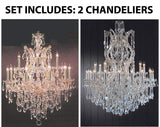 Set of 2-1 Chandelier Crystal Lighting H30" X W28" and 1 Maria Theresa Chandelier Crystal Lighting Chandeliers Dressed with Empress Crystal (Tm) H 50" W 37" - Antique French Gold Color - 21532/12+1 + CG/2232/24+1 A500-