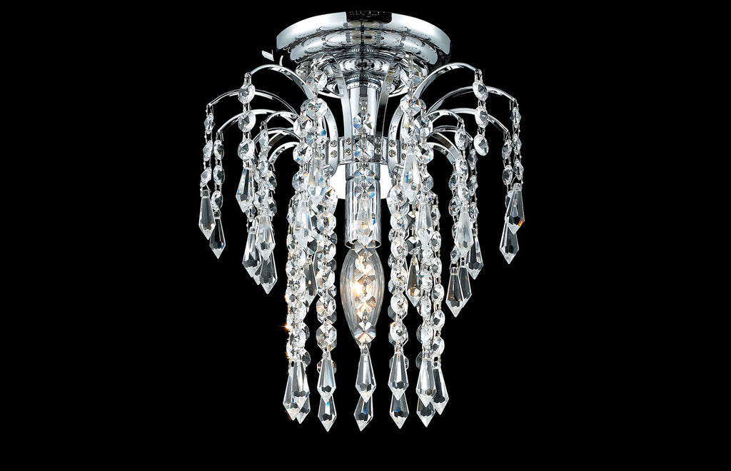 C121-6801F9C/RC - Regency Lighting: Falls 1 light Chrome Flush Mount Clear Royal Cut Crystal