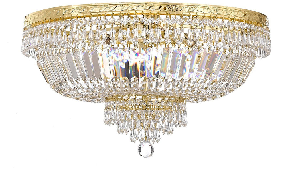 French Empire Crystal Semi Flush Basket Chandelier Chandeliers Lighting H18" XW24" - A500-B8/FLUSH/CG/870/9