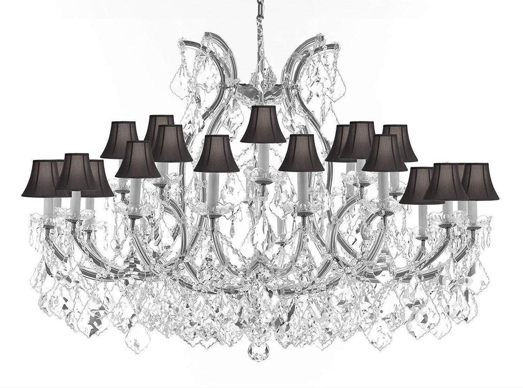 Swarovski Crystal Trimmed Chandelier Lighting Chandeliers H35" XW46" Great for The Foyer, Entry Way, Living Room, Family Room and More! w/Black Shades - A83-B62/CS/BLACKSHADES/2MT/24+1SW