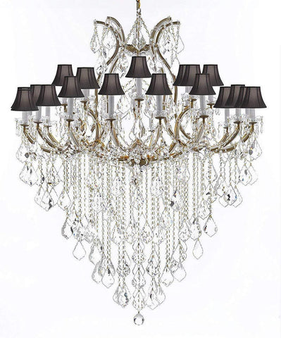 Crystal Chandelier Lighting Chandeliers H59" X W46" Great for The Foyer, Entry Way, Living Room, Family Room and More! w/Black Shades - A500-B12/BLACKSHADES/2MT/24+1