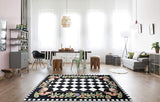 Rooster Checkered Wool Rug Handtufted Area Rug 5 X 7 - J10-IN-207-5X7