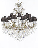 Swarovski Crystal Trimmed Chandelier Lighting Chandeliers H52" X W46" Dressed with Large, Luxe Crystals - Great for the Foyer, Entry Way, Living Room, Family Room and More w/Black Shades - A83-B90/BLACKSHADES/52/2MT/24+1SW