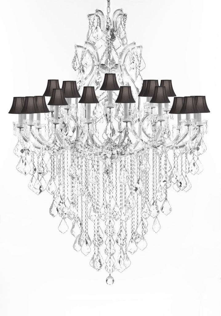 Swarovski Crystal Trimmed Chandelier Lighting Chandeliers H65"XW46" Great for the Foyer, Entry Way, Living Room, Family Room and More w/Black Shades - A500-B12/BLACKSHADES/CS/52/2MT/24+1SW