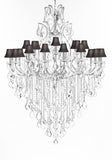 Swarovski Crystal Trimmed Chandelier Lighting Chandeliers H65"XW46" Great for the Foyer, Entry Way, Living Room, Family Room and More w/Black Shades - A500-B12/BLACKSHADES/CS/52/2MT/24+1SW